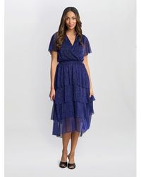 Gina Bacconi - Cheri Metallic Knit Tiered Dress - Lyst