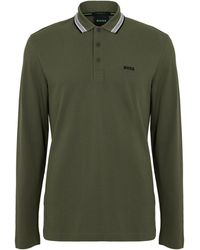 BOSS - Plisy Long Sleeve Polo Shirt With Logo Detail - Lyst