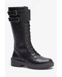 Be You - Wide Fit Long Lace Up Biker Boot - Lyst