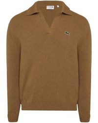 Lacoste - Crocodile Logo Collared Neck Long Sleeve Sweater - Lyst