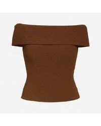 I Saw It First - Textured Bardot Sleeveless Top - Lyst