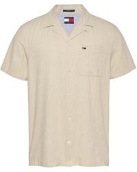 Tommy Hilfiger - Linen Blend Short-Sleeve Plain Shirt - Lyst