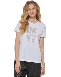 DKNY - Rhinestone Logo T-shirt - Lyst