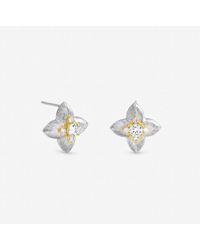 Jon Richard - Two Tone Cubic Zirconia Clover Studs - Lyst