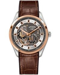 Rotary - Seamatic Eclipse Leather Strap Watch - Lyst