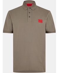 HUGO - Deruso Short Sleeve Polo Shirt With Logo Detail And Ribbed Collar - Lyst