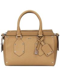 BOSS - Grained Leather Mini Ivy Tote Padlock Bag - Lyst