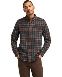 Timberland - Midweight Flannel Check Dark Long-Sleeve Patterned Shirt - Lyst