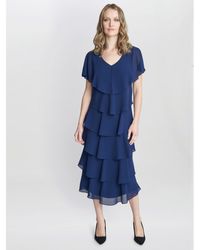 Gina Bacconi - Rebecca Midi Tiered Cocktail Dress - Lyst