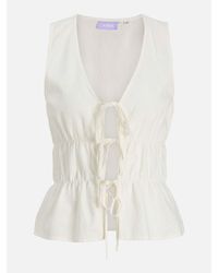 JJXX - Linen Blend Short Sleeve Tie Blouse - Lyst