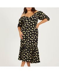 Brave Soul - Plus Size Tiered Floral Midi Dress With Adjustable Sleeves - Lyst