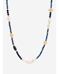 Jon Richard - Lapis And Pearl Beaded Necklace - Lyst