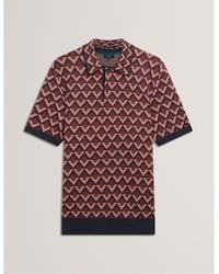 Ted Baker - Jacquard Short-Sleeve Polo Shirt - Lyst