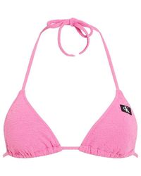 Calvin Klein - S Mono Txtr Triangle Bikini Bold Pink S - Lyst
