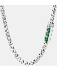Lacoste - Spelt Stainless Steel Necklace - Lyst