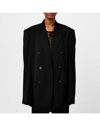 Balenciaga - Double Breasted Wool Long Sleeve Blazer - Lyst