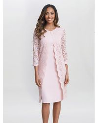 Gina Bacconi - Clarabelle Mock Lace Jacket Crepe Dress - Lyst