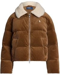 Polo Ralph Lauren - Quilted Corduroy Down Long Sleeve Short Puffer Jacket - Lyst