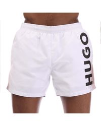 HUGO - Abas Logo Print Swim Shorts - Lyst