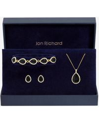 Jon Richard - Plated And Jet Pear Drop Trio Set - Lyst