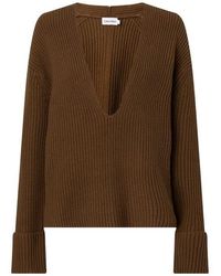 Calvin Klein - Cotton Blend Rib V-neck Sweater - Lyst