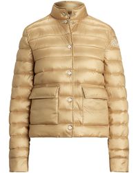 Ralph Lauren - Metallic Quilted Duck Down Long Sleeve Short Puffer Jacket - Lyst