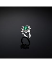 Chiara Ferragni - Emerald Metal Band Ring - Lyst