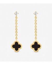 Jon Richard - Plated And Jet Clover Chain Drop Earrings - Lyst