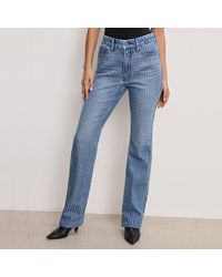 GOOD AMERICAN - Rhinestone Straight Leg Jeans - Lyst