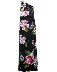 Adrianna Papell One Shoulder Floral Dress - Black