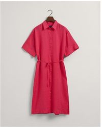 GANT - Linen Short Sleeve Shirt Dress - Lyst
