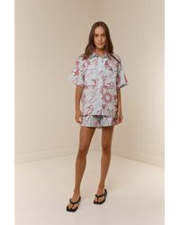 Palm Noosa - Cotton-Linen Short-Sleeve Oversized-Fit Patterned Shirt - Lyst