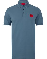 HUGO - Deruso Short Sleeve Polo Shirt With Logo Detail And Ribbed Collar - Lyst