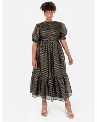 Lovedrobe - Metallic Zig-Zag Tie-Back Midi Dress - Lyst