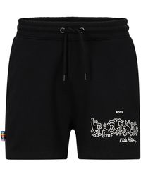 BOSS - Haring Relaxed Fit Fleece Jogger Shorts - Lyst