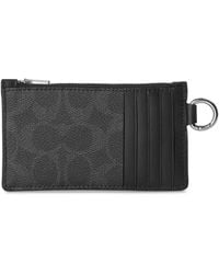 COACH - Signature Leather Zip Card Holder - Lyst