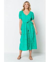 Be You - Button Through Broderie Midi Dress - Lyst