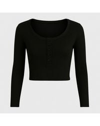 I Saw It First - Rib Button Long Sleeve Top - Lyst