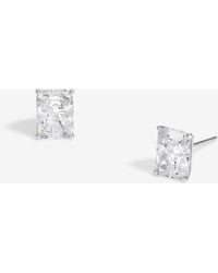 Jon Richard - Rhodium Plated Cubic Zirconia Emerald Cut Stud Ear - Lyst