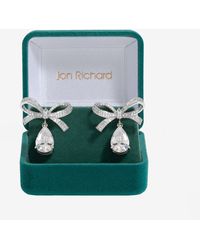 Jon Richard - Rhodium Plated Crystal Bow Earrings - Lyst