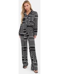 I Saw It First - Printed Long Sleeved Crepe Shirt - Lyst