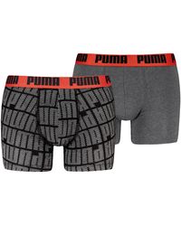 PUMA - Logo Print Cotton Boxers 2 Pack - Lyst