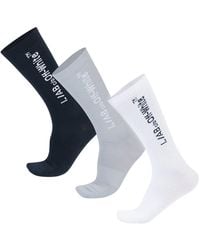 L/AB Off White - Text 3 Pack Crew Socks - Lyst