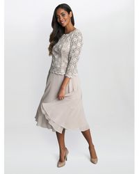 Gina Bacconi - Rona Midi-Length Dress With Lace Bodice - Lyst