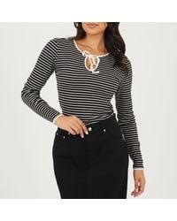 Brave Soul - Ladies Ribbed Long Sleeve Striped Top - Lyst