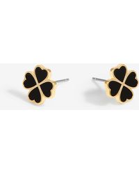 Jon Richard - Plated And Jet Enamel Clover Stud Earrings - Lyst