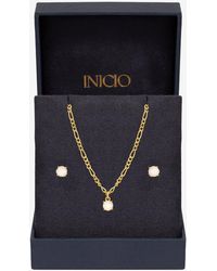 Inicio - 14K Plated Opal Stone Pendant Set - Lyst