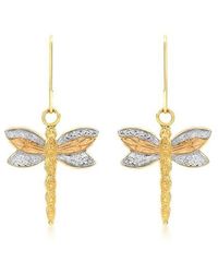 Be You - 9ct 3-colour Dragonfly Drop Earrings - Lyst