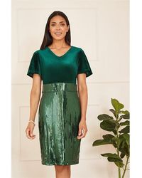 Yumi' - Velvet And Sequin Fitted Dress - Lyst