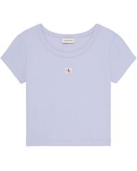 Calvin Klein - Woven Ribbed Baby Tee - Lyst